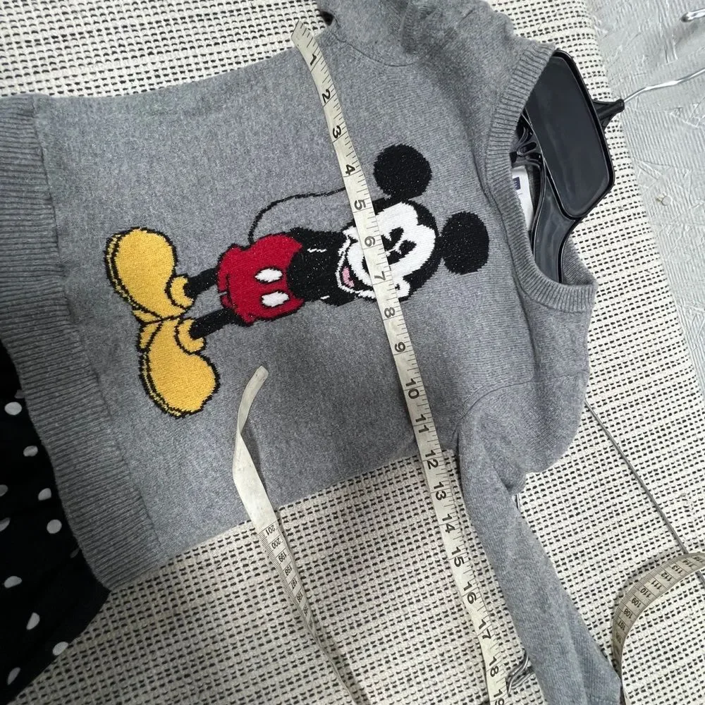 Gap Kids Mickey Mouse Polka Dot sweater Dress Size XS 4-5 Cotton Gray